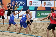 Deutsch: Beachhandball Europameisterschaften 2019 (Beach handball Euro); Tag 5: 6. Juli 2019 – Männer, Halbfinale, Dänemark-Ungarn 2:0 (19:16, 22:18) English: Beach handball Euro; Day 5: 6 July 2019 – Semifinal Men – Denmark-Ukraie 2:0 (19:16, 22:18)