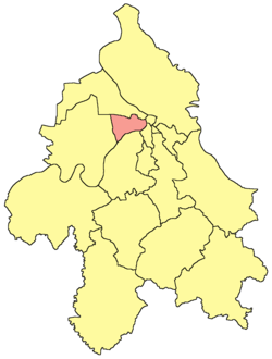 Locatie van Novi Beograd binnen het district Belgrado