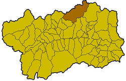 Ubicazione del comune nella regione Valle d'Aosta