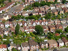 Aerial view of housing in Bitterne Park in 2016