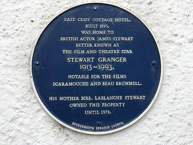 Blue plaque to Granger in Bournemouth, Dorset
