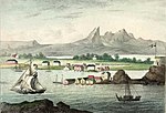 Bodø tidlig på 1800-tallet. Litografi av Peter Frederik Wergmann.