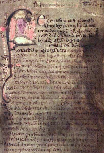 Folio 53 of the Book of Leinster. Medieval manuscripts are the main source for Irish mythology and early literature.