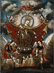 Virgin of Carmel Saving Souls in Purgatory,. Peru. Circle of Diego Quispe Tito, 17th century, collection of the Brooklyn Museum