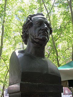 Bust of Johann Wolfgang von Goethe (New York City) Sculpture of Johann Wolfgang von Goethe by Karl Fischer in New York City, U.S.