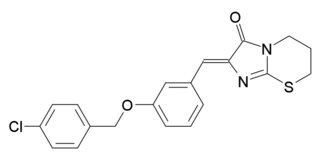 PSB-CB5 (CID-85469571) is a compound which acts as an antagonist at the former orphan receptor GPR18, and is the first selective antagonist characterised for this receptor, with an IC50 of 279nM, and good selectivity over related receptors (over 36x selectivity vs CB1 and GPR55, and 14x vs CB2.) As all previously known antagonists for GPR18 also antagonise GPR55, it has been difficult to separate the effects of these two receptor targets, so the discovery of a selective GPR18 antagonist is expected to be useful in research into the actions of this receptor.