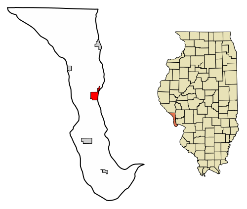 Location of Hardin in Calhoun County, Illinois.