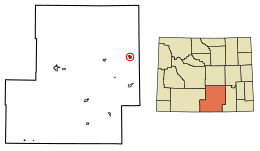 Locatie van Medicine Bow in Carbon County, Wyoming.