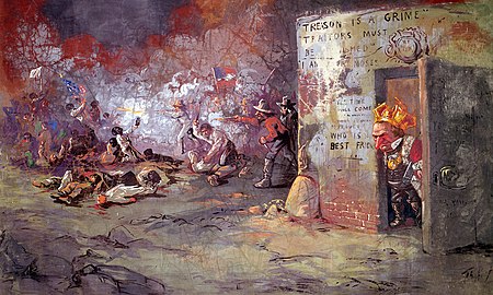 This 1867 image of Andy Johnson (in a privy?) at the New Orleans massacre was part of Nast's 1867 Grand Caricaturama cycle of 33 historical paintings※