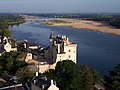 Aerial view of the chateau and the Loire river.
