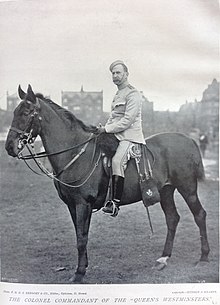 Sir Charles Howard Vincent, Commanding Officer of the Queen's Westminster Rifle Volunteers, 1884-1904. Pictured in 1896 Colonel of Queen's Westminsters 1896.jpg