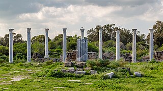 Columns in Turkish baths, Salamis, Northern Cyprus