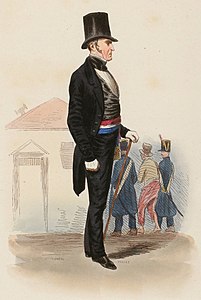 Un commissaire de police, lithographie, 1841.