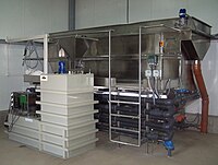 DAF unit with a capacity of 20 m /h, visible also: flocculant preparation station and pipe flocculator DAF unit (flotator cisnieniowy) model Biosow-FB2.jpg