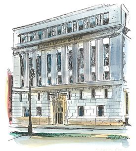 Etching of Detroit College of Law, Elizabeth Street Building, Detroit 1937-1997 DCL Etching.jpg