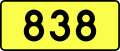 English: Sign of DW 838 with oficial font Drogowskaz and adequate dimensions.