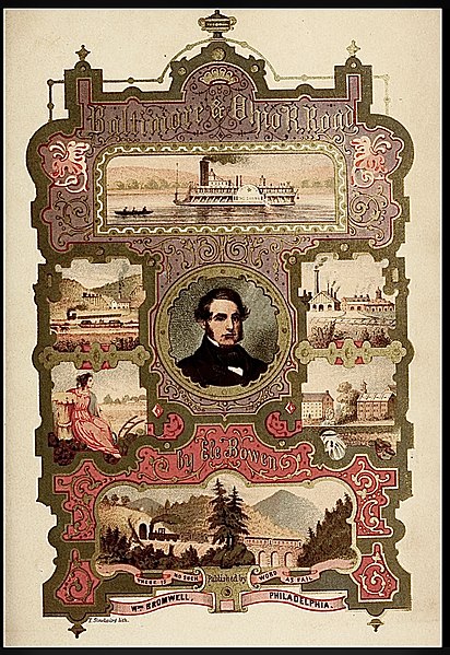 Scenes of the B&O Railroad. Decorative title page for Ele Bowen, Rambles in the Path of the Steam-Horse, 1855
