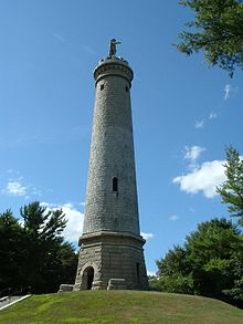 The Myles Standish Monument, not far from the site of his home Duxbury Miles Standish Monument.jpg