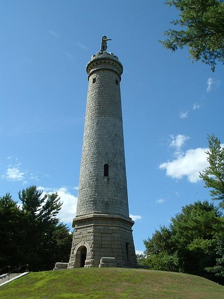 The Myles Standish Monument, not far from the site of his home