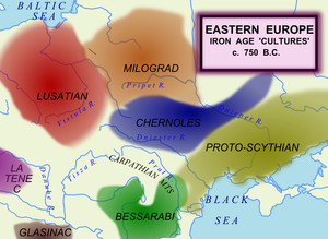 Map showing the extent of the Чорноліська культура