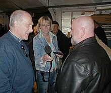 Reverend Graham Hullet, a leader of the 59 Club, with an original 59 Club member being interviewed by Dilly Barlow of BBC Radio 4 Home Truths Father-Graham-Hullett-Dilly-Barlow.jpg