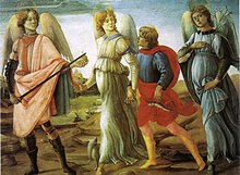 Tre arcangeli e Tobiolo (1485), opera ancora di ascendenza botticelliana