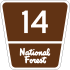 Forest Highway 14 marker