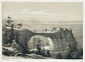 historische Ansicht (Blick von Norden) aus dem 19. Jahrhundert mit Besuchern auf der Felsenbrücke