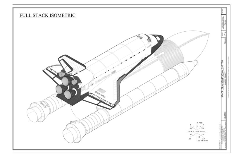 File:Full isometric view of the Space Shuttle Launch Stack Assembly - Space Transportation System, Lyndon B. Johnson Space Center, 2101 NASA Parkway, Houston, Harris County, TX HAER TX-116 (sheet 2 of 6).tif