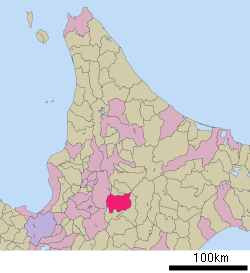 Lokasi Furano di Hokkaido (Subprefektur Kamikawa)