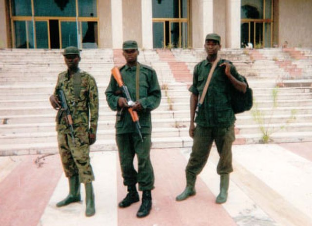 Rebel soldiers photographed in Gbadolite.