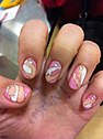 Gel Nails Pink Orange and White Design.jpg