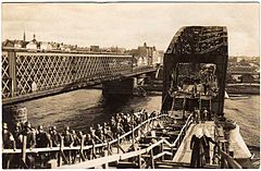 German troops on Riga railway bridge