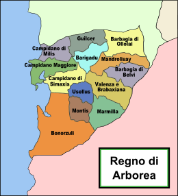 Judicadu de Arbaree - Mapa