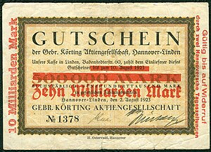 Deutsche Inflation 1914 Bis 1923: Vorgeschichte, Reparationen und Inflation 1918 bis 1922, Hyperinflation des Jahres 1923