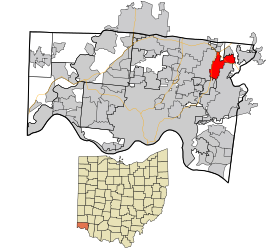 Hamilton County Ohio Incorporated and Unincorporated areas Montgomery highlighted.svg