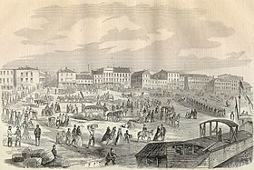 Citizens evacuate Louisville after Union General William "Bull" Nelson issues an order. Harpers-louisville-evacuation.jpg