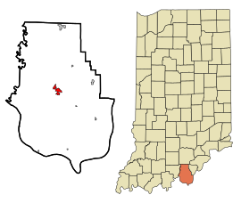 Harrison County Indiana Incorporated and Unincorporated areas Corydon Highlighted.svg