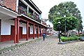 Houses on side of plaza