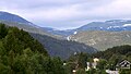 Hovet,in the province Viken. The Hivjufossen is visible in the central point of the picture.