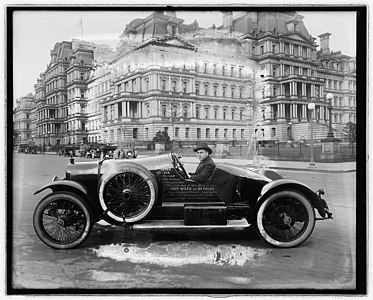 Hudson Super Six car in front of State, War and Navy Building probably in the 1920s