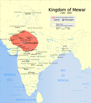 Indian Kingdom of Mewar map.svg