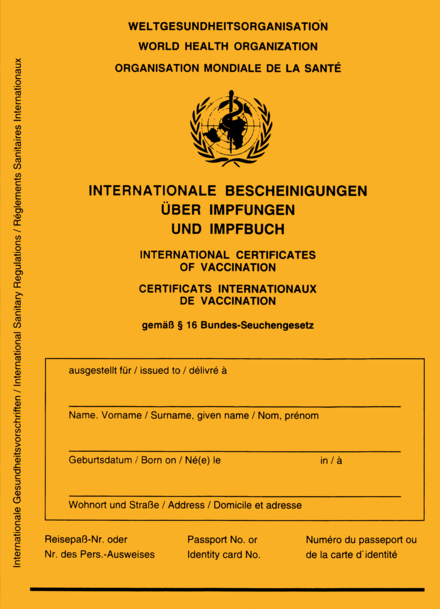 A vaccination certificate issued by Germany