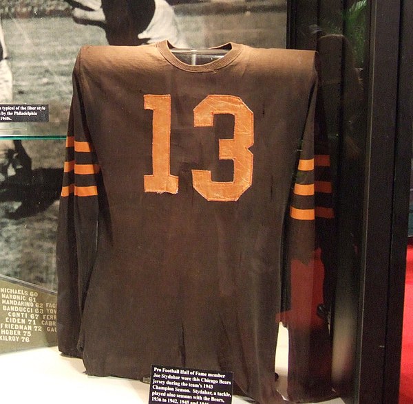 Joe Stydahar's Chicago Bears uniform worn during the team's 1943 championship season.