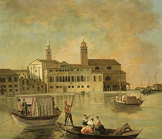 Johan Richter's view of the church, 1725, after the second restoration. Johan Richter - View of San Biagio and Cataldo, Venice.jpg