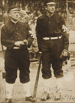 John McGraw and Christy Mathewson during the 1911 World Series John McGraw and Christy Mathewson, New York Giants, 1911 World Series.jpg