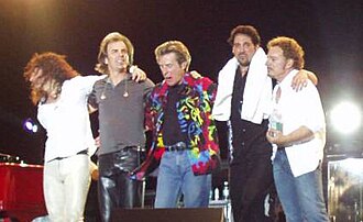 Journey in 2002: Steve Augeri, Jonathan Cain, Ross Valory, Deen Castronovo, and Neal Schon Journeymm2002.jpg