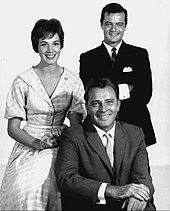 Julie Andrews, Robert Goulet and Richard Burton in a 1960 publicity photo for the play