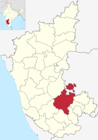मानचित्र जिसमें तुमकूर ज़िला Tumkur district ತುಮಕೂರು ಜಿಲ್ಲೆ हाइलाइटेड है