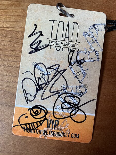 Access pass to the August 2013 Troubadour New Constellation kickoff show, signed by the band members.